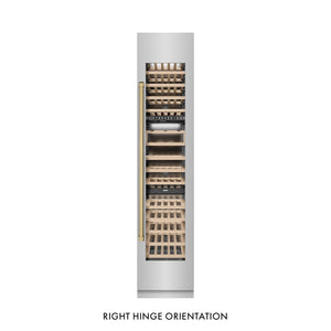ZLINE Autograph Edition 18 in. 9.0 cu. ft. Triple Zone 68 Bottle Right Hinge Column Wine Cooler in Stainless Steel with Champagne Bronze Accents (RCWVRZ-30418-CB) main image.