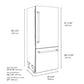 ZLINE Autograph Edition 36 in. 19.8 cu. ft. Built-In Bottom Freezer Refrigerator with Water Dispenser and Ice Maker in Stainless Steel with Graphite Gray Interior and Polished Gold Helix Handles (GRBITZ-30436KG) dimensional diagram.