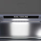 ZLINE Autograph Edition 36 in. 19.8 cu. ft. Built-In Bottom Freezer Refrigerator with Water Dispenser and Ice Maker in Stainless Steel with Graphite Gray Interior and Polished Gold Helix Handles (GRBITZ-30436KG) dual cooling technology.