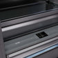 ZLINE Autograph Edition 72 in. 39.6 cu. ft. French Door Built-In Bottom Freezer Refrigerator with Water Dispensers and Ice Makers in Stainless Steel with Graphite Gray Interior and Polished Nickel Helix Handles (GRBITZ-30472KPN) digital touch panel controls.