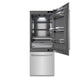 ZLINE 30 in. 16.1 cu. ft. Built-In Bottom Freezer Refrigerator with Water Dispenser and Ice Maker in Stainless Steel with Graphite Gray Interior (GRBIV-304-30) front, refrigeration compartment open.