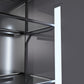 ZLINE Autograph Edition 36 in. 19.6 cu. ft. French Door Built-In Bottom Freezer Refrigerator with Water Dispenser and Ice Maker in Stainless Steel with Graphite Gray Interior and Champagne Bronze Accents (GRBIVZ-304-36CB) close-up detail, interior LED lighting.