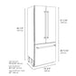 ZLINE Autograph Edition 36 in. 19.6 cu. ft. French Door Built-In Bottom Freezer Refrigerator with Water Dispenser and Ice Maker in Stainless Steel with Graphite Gray Interior and Champagne Bronze Accents (GRBIVZ-304-36CB) dimensional diagram.