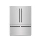 ZLINE Autograph Edition 60 in. 32.2 cu. ft. French Door Built-In Bottom Freezer Refrigerator with Water Dispenser and Ice Maker in Stainless Steel with Graphite Gray Interior and Matte Black Accents (GRBIVZ-304-60MB) front, closed.