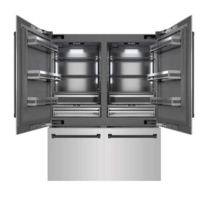ZLINE Autograph Edition 60 in. 32.2 cu. ft. French Door Built-In Bottom Freezer Refrigerator with Water Dispenser and Ice Maker in Stainless Steel with Graphite Gray Interior and Matte Black Accents (GRBIVZ-304-60MB) main image.