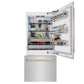 ZLINE Autograph Edition 36 in. 19.8 cu. ft. Built-In Bottom Freezer Refrigerator with Water Dispenser and Ice Maker in Stainless Steel with Champagne Bronze Accents (RBITZ-304-36CB)