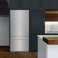 ZLINE Autograph Edition 36 in. 19.8 cu. ft. Built-In Bottom Freezer Refrigerator with Water Dispenser and Ice Maker in Stainless Steel with Polished Gold Accents (RBITZ-304-36G) lifestyle, in a luxury kitchen.