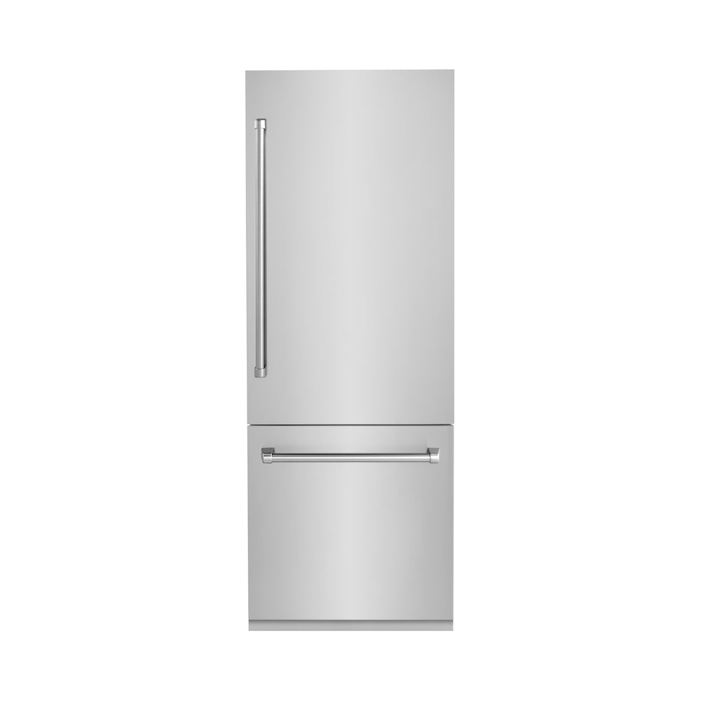 ZLINE 30 in. Built-In Refrigerator with Stainless Steel Panels, front, door closed.