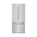 ZLINE 36 in. 19.6 cu. ft. French Door Built-In Bottom Freezer Refrigerator with Water Dispenser and Ice Maker in Stainless Steel (RBIV-304-36) front, closed.