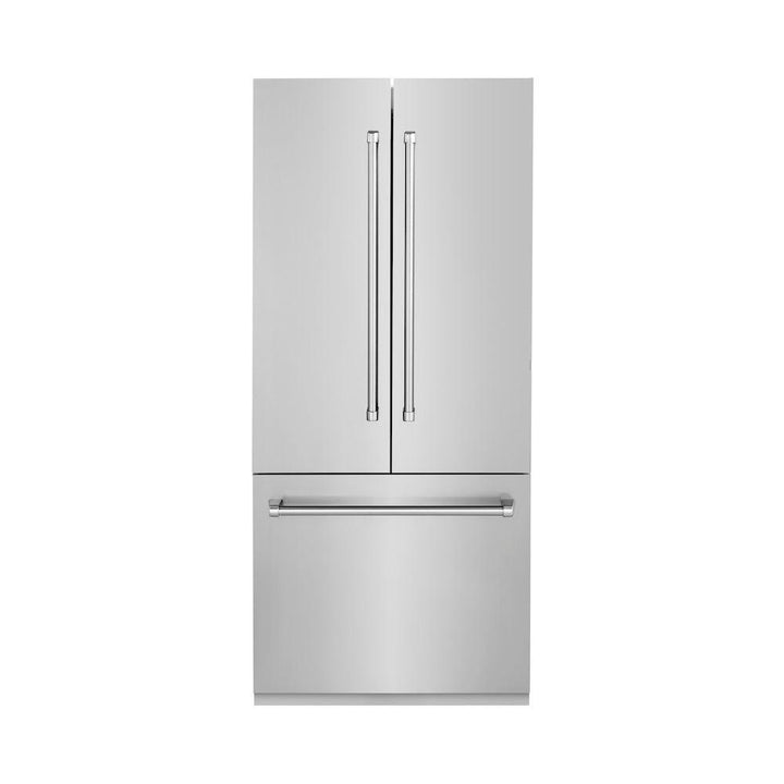 ZLINE 36 in. 19.6 cu. ft. French Door Built-In Bottom Freezer Refrigerator with Water Dispenser and Ice Maker in Stainless Steel (RBIV-304-36)
