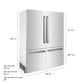 ZLINE 60 in. 32.2 cu. ft. French Door Built-In Bottom Freezer Refrigerator with Water Dispensers and Ice Makers in Stainless Steel (RBIV-304-60) dimensional diagram.