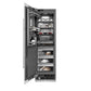 ZLINE 24 in. 12.4 cu. ft. Column Freezer in White Matte with Graphite Gray Interior (RCFV-WM-24) front, open, with food inside.