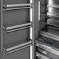 ZLINE 18 in. 8.6 cu. ft. Left Hinge Column Freezer in White Matte with Graphite Gray Interior (RCFVL-WM-18) close-up detail, door open.