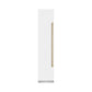 ZLINE Autograph Edition 18 in. 8.6 cu. ft. Left Hinge Column Freezer in White Matte with Graphite Gray Interior and Champagne Bronze Accents (RCFVLZ-WM-18-CB) front, closed.