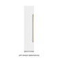 ZLINE Autograph Edition 18 in. 8.6 cu. ft. Left Hinge Column Freezer in White Matte with Graphite Gray Interior and Polished Gold Accents (RCFVLZ-WM-18-G) front, closed.