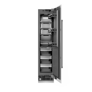 ZLINE Autograph Edition 18 in. 8.6 cu. ft. Right Hinge Column Freezer in White Matte with Graphite Gray Interior and Matte Black Accents (RCFVRZ-WM-18-MB) main image.