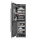 ZLINE Autograph Edition 24 in. 12.4 cu. ft. Column Freezer in White Matte with Graphite Gray Interior and Matte Black Accents (RCFVZ-WM-24-MB) front, open, with food inside.