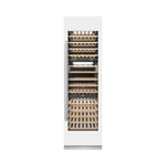 ZLINE 24 in. 12.4 cu. ft. Triple Zone 100 Bottle Column Wine Cooler in White Matte (RCWV-WM-24) front, closed.