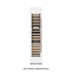 ZLINE 18 in. 9.0 cu. ft. Triple Zone 68 Bottle Left Hinge Column Wine Cooler in White Matte (RCWVL-WM-18) front, closed.