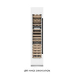 ZLINE Autograph Edition 18 in. 9.0 cu. ft. Triple Zone 68 Bottle Left Hinge Column Wine Cooler in White Matte with Matte Black Accents (RCWVLZ-WM-18-MB) front, closed.
