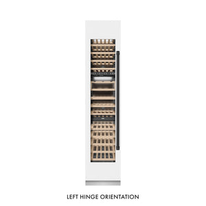 ZLINE Autograph Edition 18 in. 9.0 cu. ft. Triple Zone 68 Bottle Left Hinge Column Wine Cooler in White Matte with Matte Black Accents (RCWVLZ-WM-18-MB) main image.