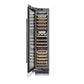 ZLINE Autograph Edition 18 in. 9.0 cu. ft. Triple Zone 68 Bottle Left Hinge Column Wine Cooler in White Matte with Matte Black Accents (RCWVLZ-WM-18-MB) front, open.