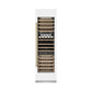 ZLINE Autograph Edition 24 in. 12.4 cu. ft. Triple Zone 100 Bottle Column Wine Cooler in White Matte and Champagne Bronze Accents (RCWVZ-WM-24-CB) front, closed.