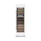 ZLINE Autograph Edition 24 in. 12.4 cu. ft. Triple Zone 100 Bottle Column Wine Cooler in White Matte and Polished Gold Accents (RCWVZ-WM-24-G) front, closed.