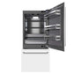 ZLINE 36 in. 19.8 cu. ft. Built-In Bottom Freezer Refrigerator with Water Dispenser and Ice Maker in White Matte with Graphite Gray Interior (GRBIT-WM-36) front, refrigeration compartment and bottom freezer drawers open.