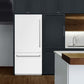 ZLINE 36 in. 19.8 cu. ft. Built-In Bottom Freezer Refrigerator with Water Dispenser and Ice Maker in White Matte with Graphite Gray Interior (GRBIT-WM-36) lifestyle, in a luxury kitchen.