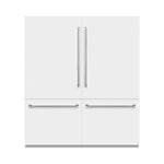 ZLINE 72 in. 39.6 cu. ft. French Door Built-In Bottom Freezer Refrigerator with Water Dispensers and Ice Makers in White Matte with Graphite Gray Interior (GRBIT-WM-72) front, closed.