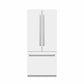 ZLINE 36 in. 19.6 cu. ft. French Door Built-In Bottom Freezer Refrigerator with Water Dispenser and Ice Maker in White Matte with Graphite Gray Interior (GRBIV-WM-36) front, closed.