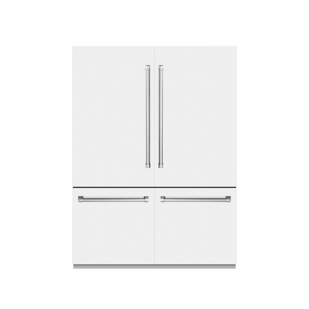 ZLINE 60 in. 32.2 cu. ft. French Door Built-In Bottom Freezer Refrigerator with Water Dispensers and Ice Makers in White Matte with Graphite Gray Interior (GRBIV-WM-60) main image.