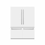 ZLINE 60 in. 32.2 cu. ft. French Door Built-In Bottom Freezer Refrigerator with Water Dispensers and Ice Makers in White Matte with Graphite Gray Interior (GRBIV-WM-60) front, closed.