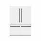 ZLINE Autograph Edition 60 in. 32.2 cu. ft. French Door Built-In Bottom Freezer Refrigerator with Water Dispenser and Ice Maker in White Matte with Graphite Gray Interior and Matte Black Accents (GRBIVZ-WM-60-MB) front, closed.