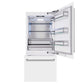 ZLINE 36 in. 19.8 cu. ft. Built-In Bottom Freezer Refrigerator with Water Dispenser and Ice Maker in White Matte (RBIT-WM-36) front, refrigeration compartment and bottom freezer drawers open.