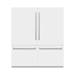 ZLINE 72 in. 39.6 cu. ft. French Door Built-In Bottom Freezer Refrigerator with Water Dispensers and Ice Makers in White Matte (RBIT-WM-72) front, closed.