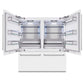 ZLINE 72 in. 39.6 cu. ft. French Door Built-In Bottom Freezer Refrigerator with Water Dispensers and Ice Makers in White Matte (RBIT-WM-72) front, refrigeration compartment open.