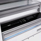 ZLINE Autograph Edition 36 in. 19.8 cu. ft. Built-In Bottom Freezer Refrigerator with Water Dispenser and Ice Maker in White Matte and Champagne Bronze Accents (RBITZ-WM-36-CB) close-up detail, refrigerator and freezer temperature controls.