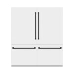 ZLINE Autograph Edition 72 in. 39.6 cu. ft. French Door Built-In Bottom Freezer Refrigerator with Water Dispensers and Ice Makers in White Matte and Matte Black Accents (RBITZ-WM-72-MB) front, closed.