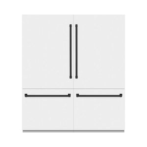 ZLINE Autograph Edition 72 in. 39.6 cu. ft. French Door Built-In Bottom Freezer Refrigerator with Water Dispensers and Ice Makers in White Matte and Matte Black Accents (RBITZ-WM-72-MB) main image.
