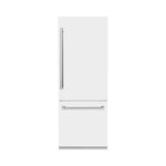 ZLINE 30 in. 16.1 cu. ft. Built-In Bottom Freezer Refrigerator with Water Dispenser and Ice Maker in White Matte (RBIV-WM-30) front, closed.