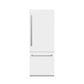 ZLINE 30 in. 16.1 cu. ft. Built-In Bottom Freezer Refrigerator with Water Dispenser and Ice Maker in White Matte (RBIV-WM-30) front, closed.