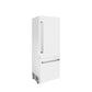ZLINE 30 in. 16.1 cu. ft. Built-In Bottom Freezer Refrigerator with Water Dispenser and Ice Maker in White Matte (RBIV-WM-30) side, closed.
