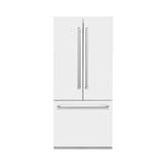 ZLINE 36 in. 19.6 cu. ft. French Door Built-In Bottom Freezer Refrigerator with Water Dispenser and Ice Maker in White Matte (RBIV-WM-36) front, closed.