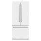 ZLINE 36 in. 19.6 cu. ft. French Door Built-In Bottom Freezer Refrigerator with Water Dispenser and Ice Maker in White Matte (RBIV-WM-36) front, closed.