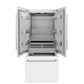 ZLINE 36 in. 19.6 cu. ft. French Door Built-In Bottom Freezer Refrigerator with Water Dispenser and Ice Maker in White Matte (RBIV-WM-36) front, open, empty.