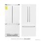 ZLINE 36 in. 19.6 cu. ft. French Door Built-In Bottom Freezer Refrigerator with Water Dispenser and Ice Maker in White Matte (RBIV-WM-36) front, refrigeration unit next to panels and handles. Text: Handles and panels included.