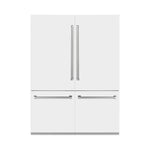 ZLINE 60 in. 32.2 cu. ft. French Door Built-In Bottom Freezer Refrigerator with Water Dispensers and Ice Makers in White Matte (RBIV-WM-60) front, closed.