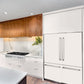 ZLINE 60 in. 32.2 cu. ft. French Door Built-In Bottom Freezer Refrigerator with Water Dispensers and Ice Makers in White Matte (RBIV-WM-60) in a luxury kitchen.